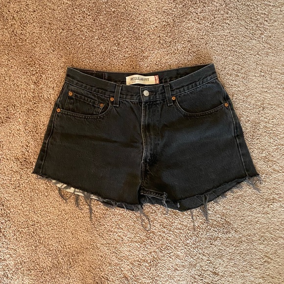 Vintage Levi’s 505s Distressed Faded Black Wash Relaxed Fit High Rise Shorts